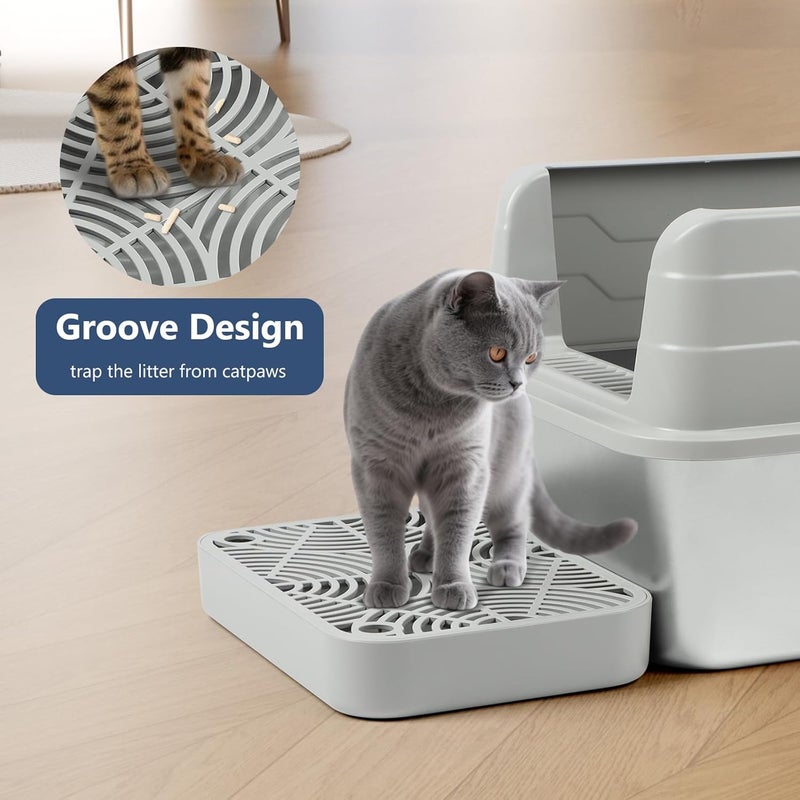 Lanstics Litter Box Step, Litter Box Ramp for Cats Grey Litter Catcher Cat Ramp with Filter Function Cat Steps for Litter Boxes Anti-Tracking & Easy to Clean (Light Grey) - Image 4